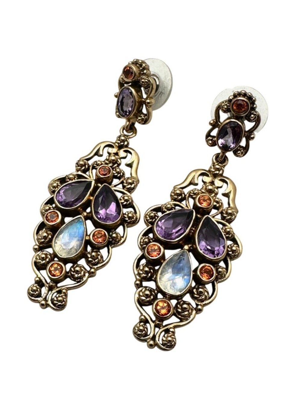 Nicky Butler Multi Gemstone Pierced Earrings Bronze